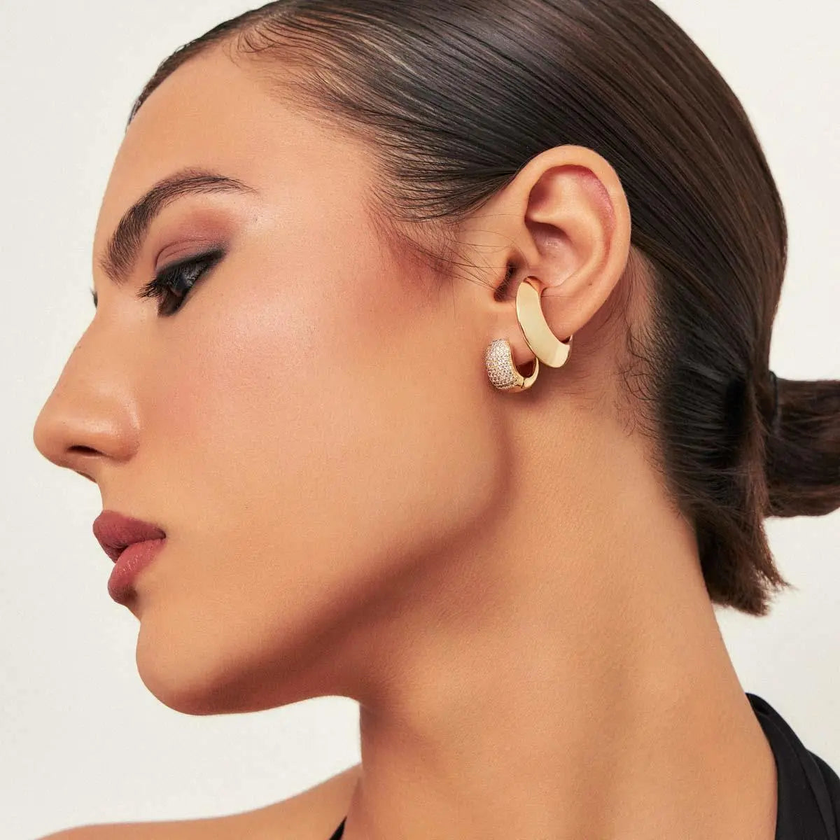 Brinco Argola Sete Fileiras Zircônia | Ouro 18k