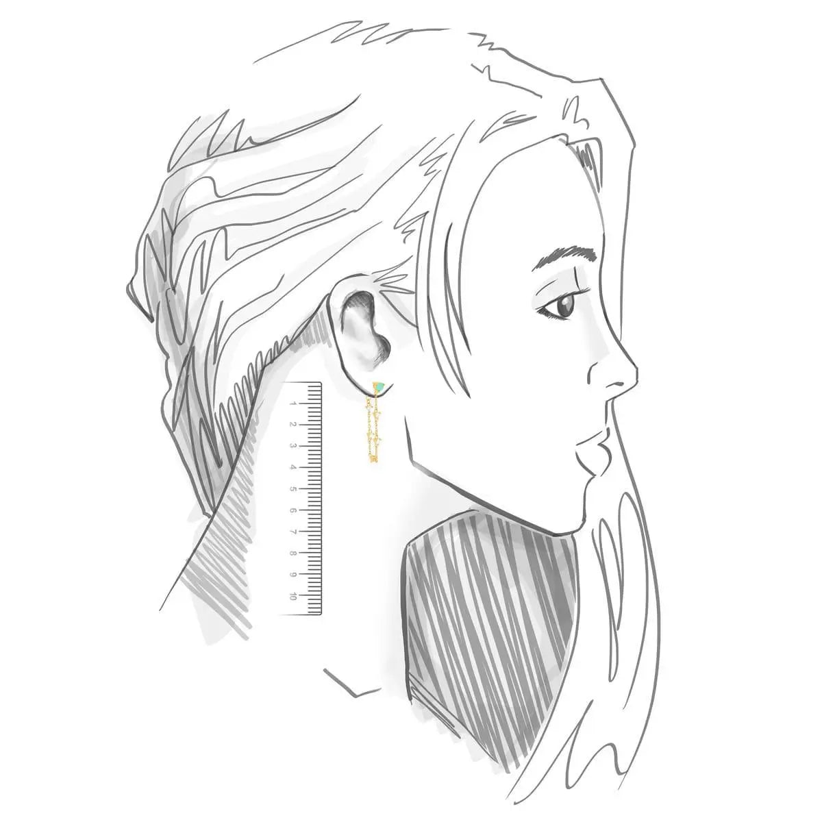 Brinco Ear Jacket Cristal Fusion Turmalina | Ouro 18k