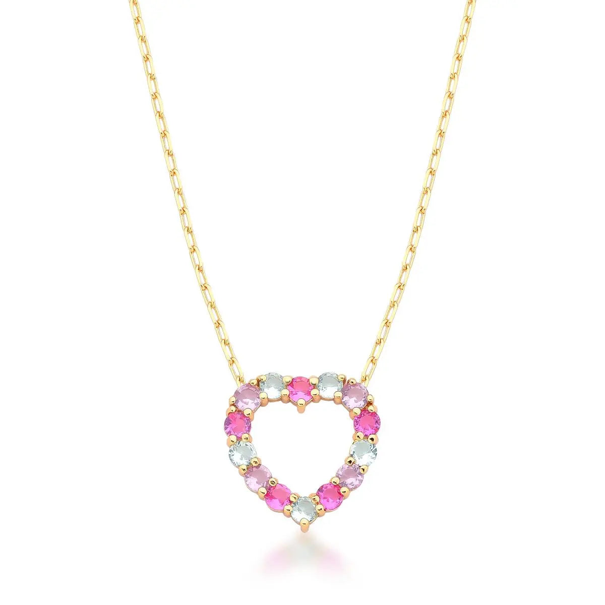 Conjunto Coração Vazado Zircônia Colorida | Ouro 18k