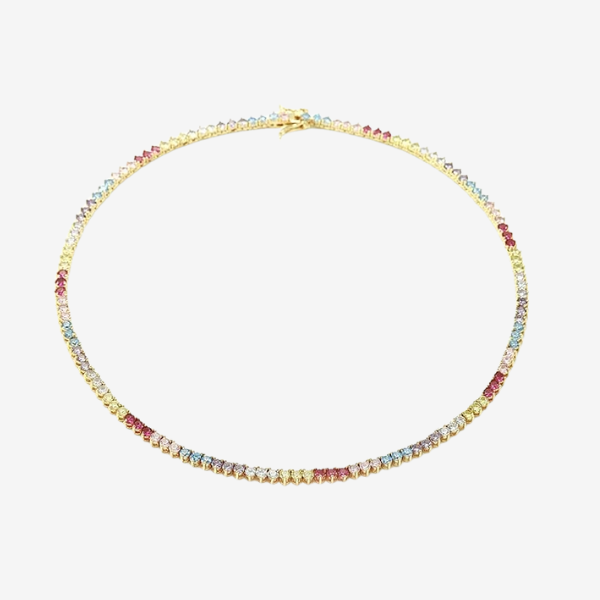 Colar Riviera Color Cristal | Ouro 18k