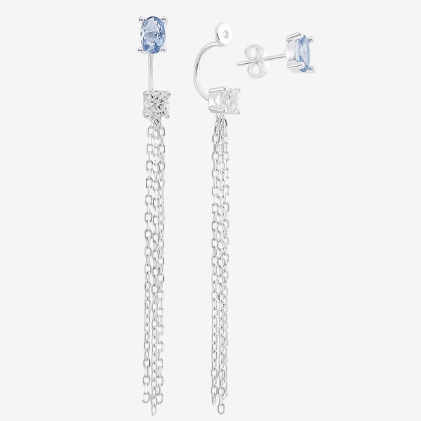 Brinco Franja Celebrating Aquamarine | Prata 925