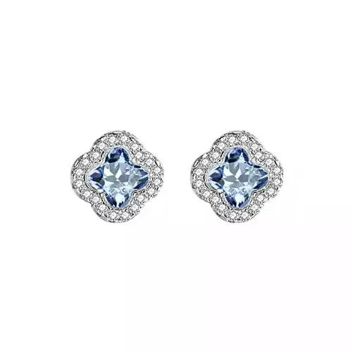 Brinco Trevo Aquamarine | Prata 925