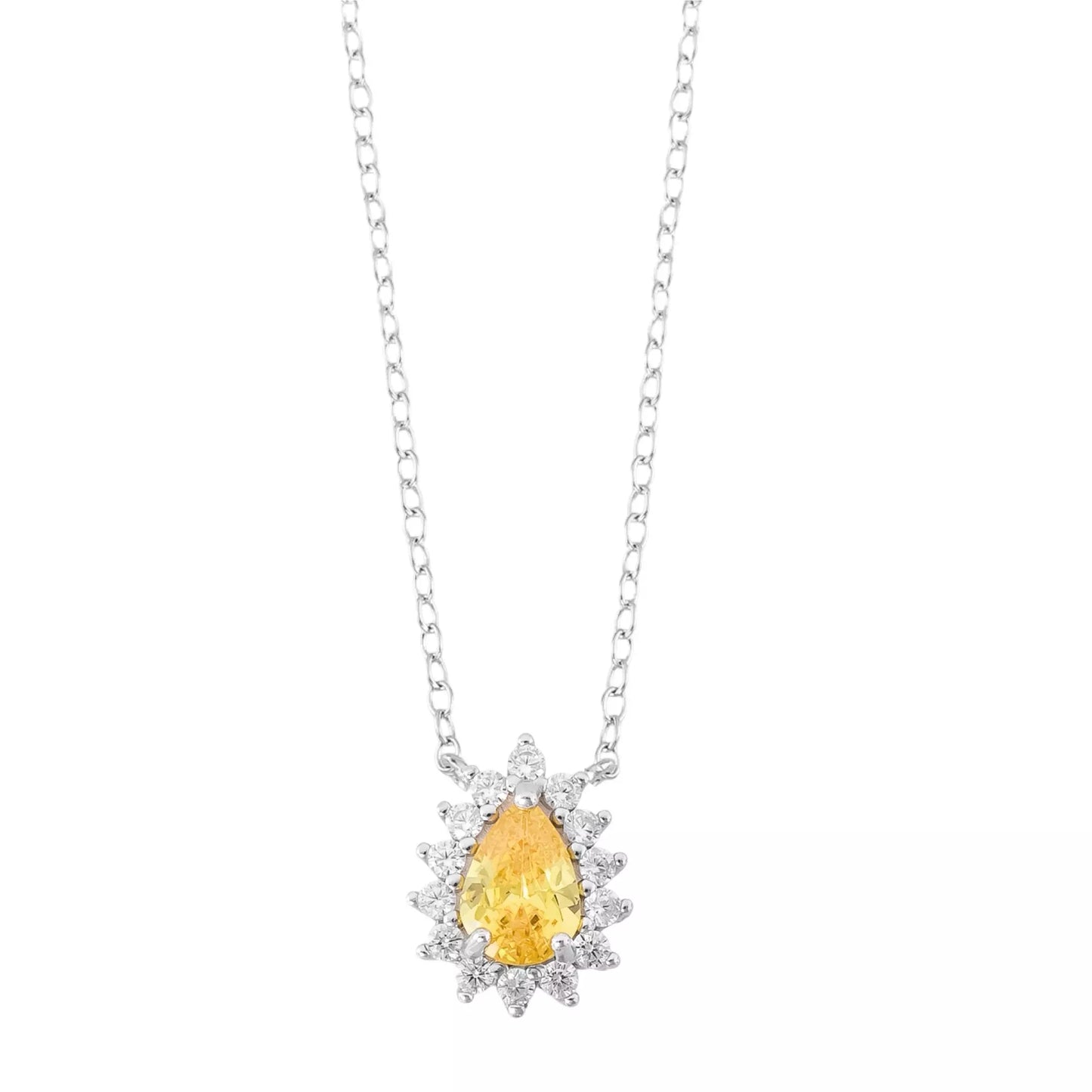 Colar Gota Cravejada Yellow | Prata 925