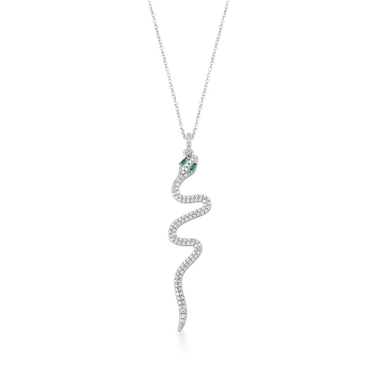 Colar Pingente Cobra Cravejado | Ródio