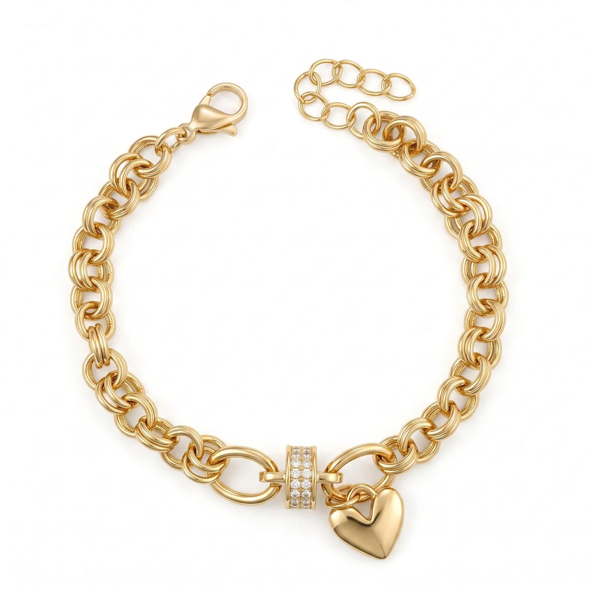 Pulseira Amore com Pingente Coração | Banho de Ouro 18k