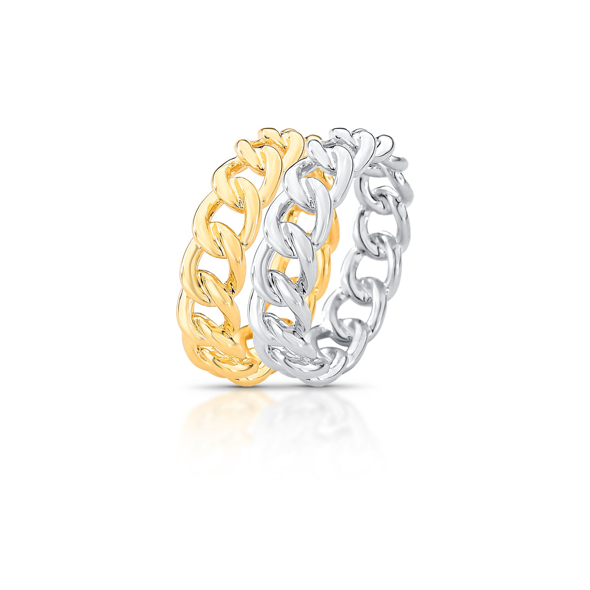 Anel Duplo Elos Groumet Vazado | Ouro 18k