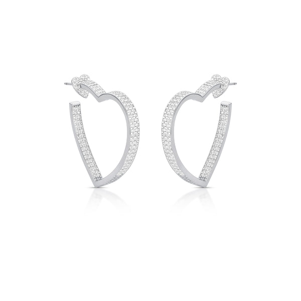 MEIA ARGOLA DE CORAÇÃO CRAVEJADA DE ZIRCÔNIAS