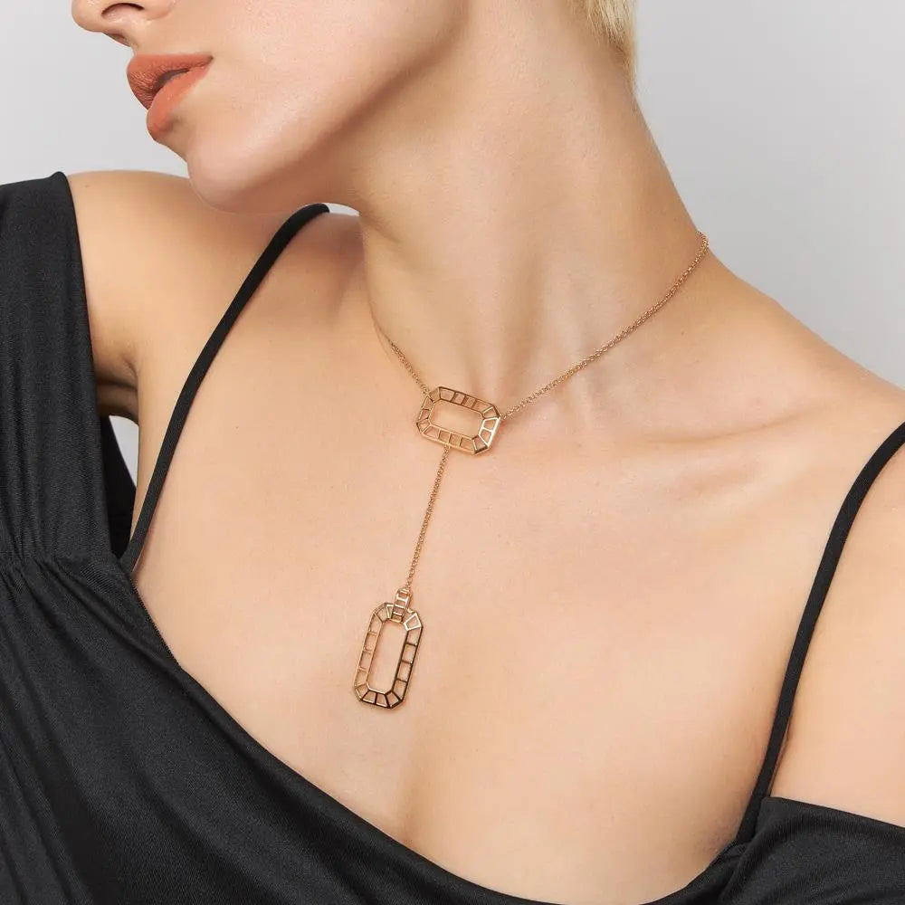Choker Pingentes Retangulares Trabalhados | Ouro 18k