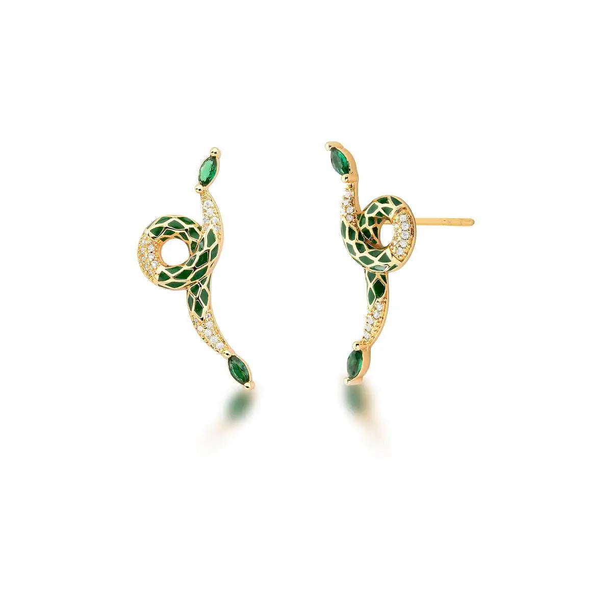 Brinco Ear Cuff Cobra Curva Zircônia | Ouro 18k
