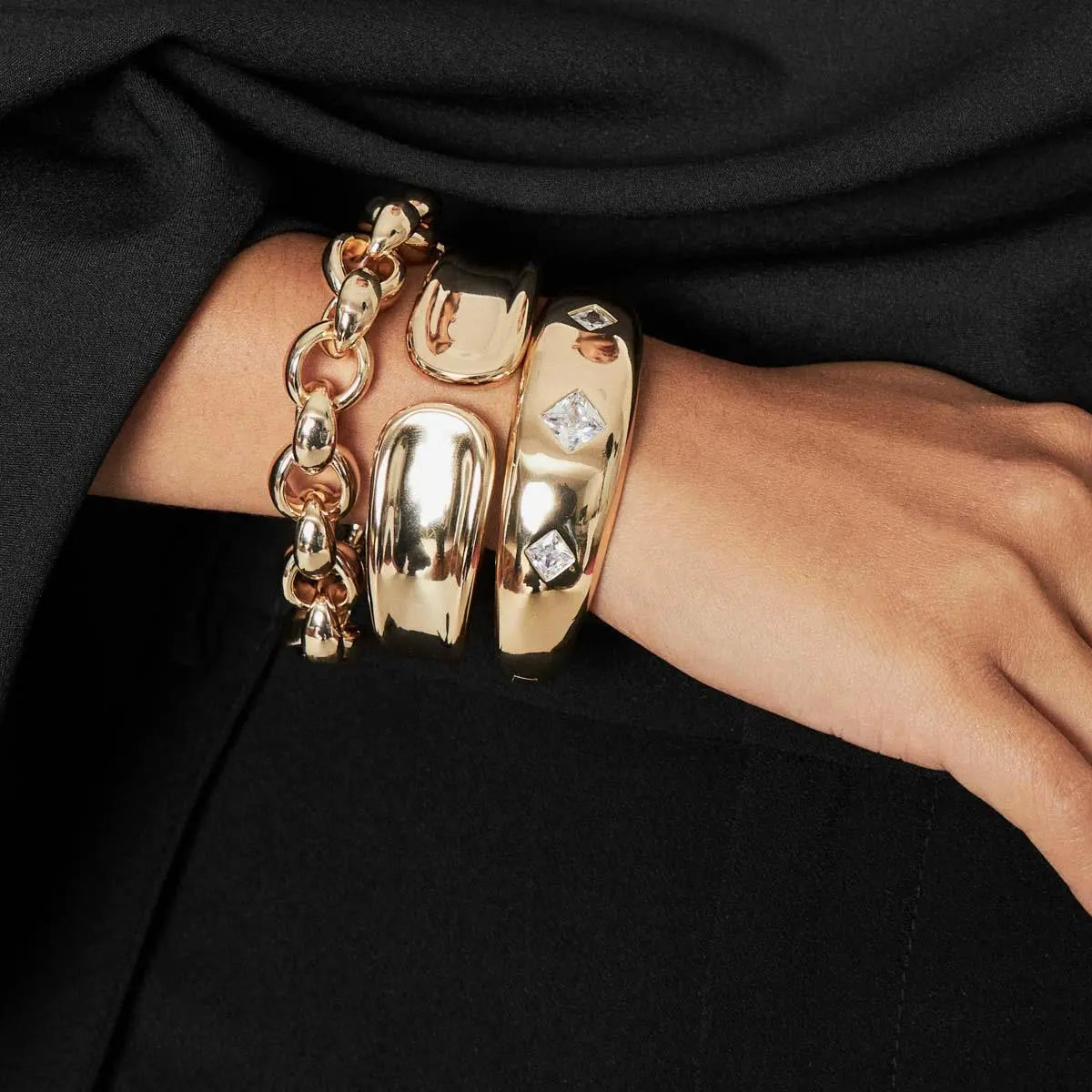 Bracelete Abaulado Cristais | Ouro 18k