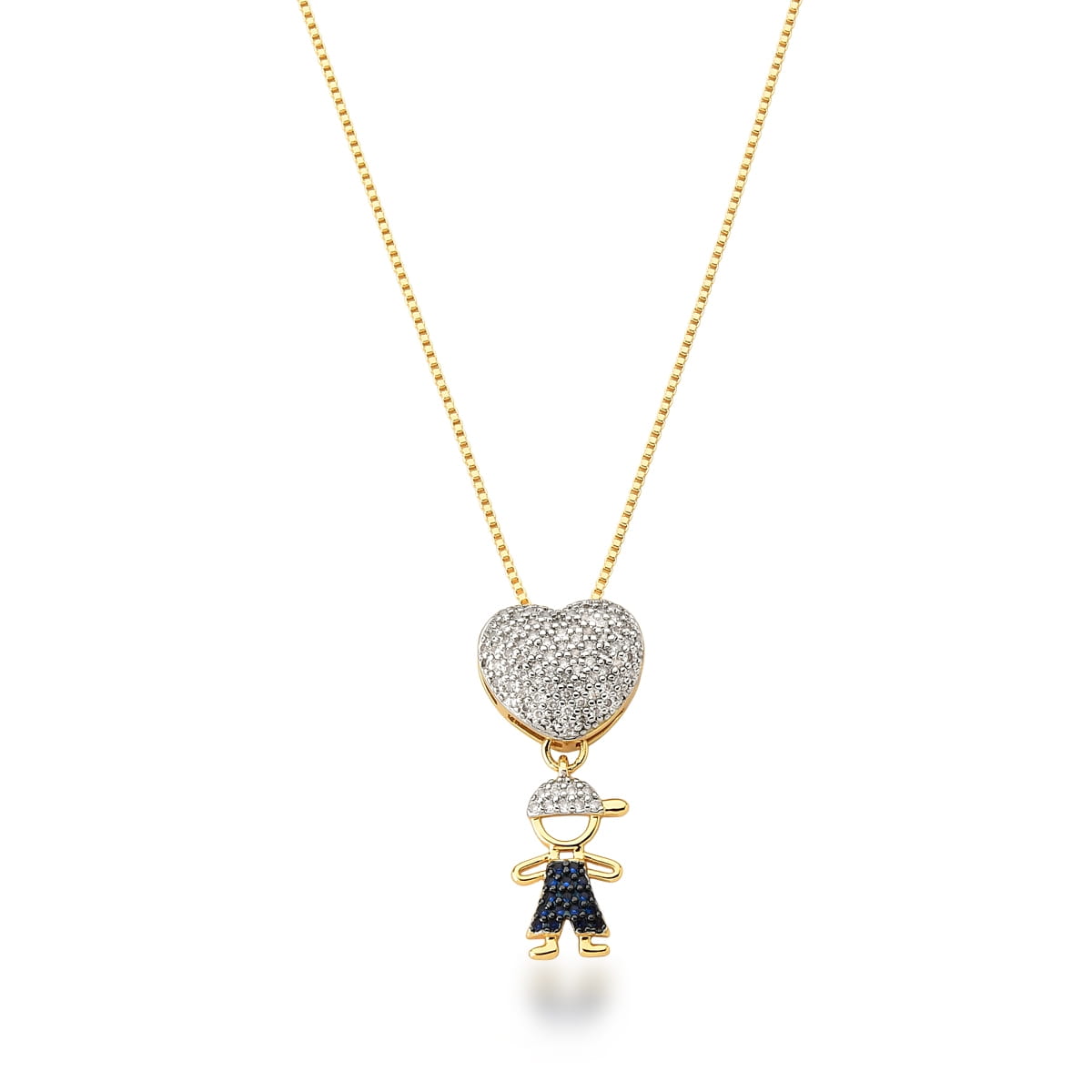 Colar Pingente Coração Menino | Ouro 18k