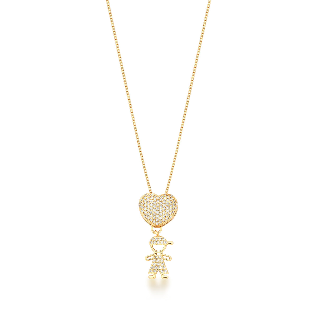Colar Pingente Coração Menino | Ouro 18k