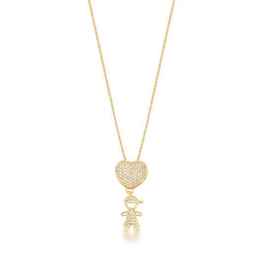 Colar Pingente Coração Menino | Ouro 18k