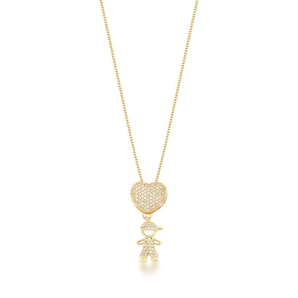 COLAR COM PINGENTE CORAÇÃO MENINO