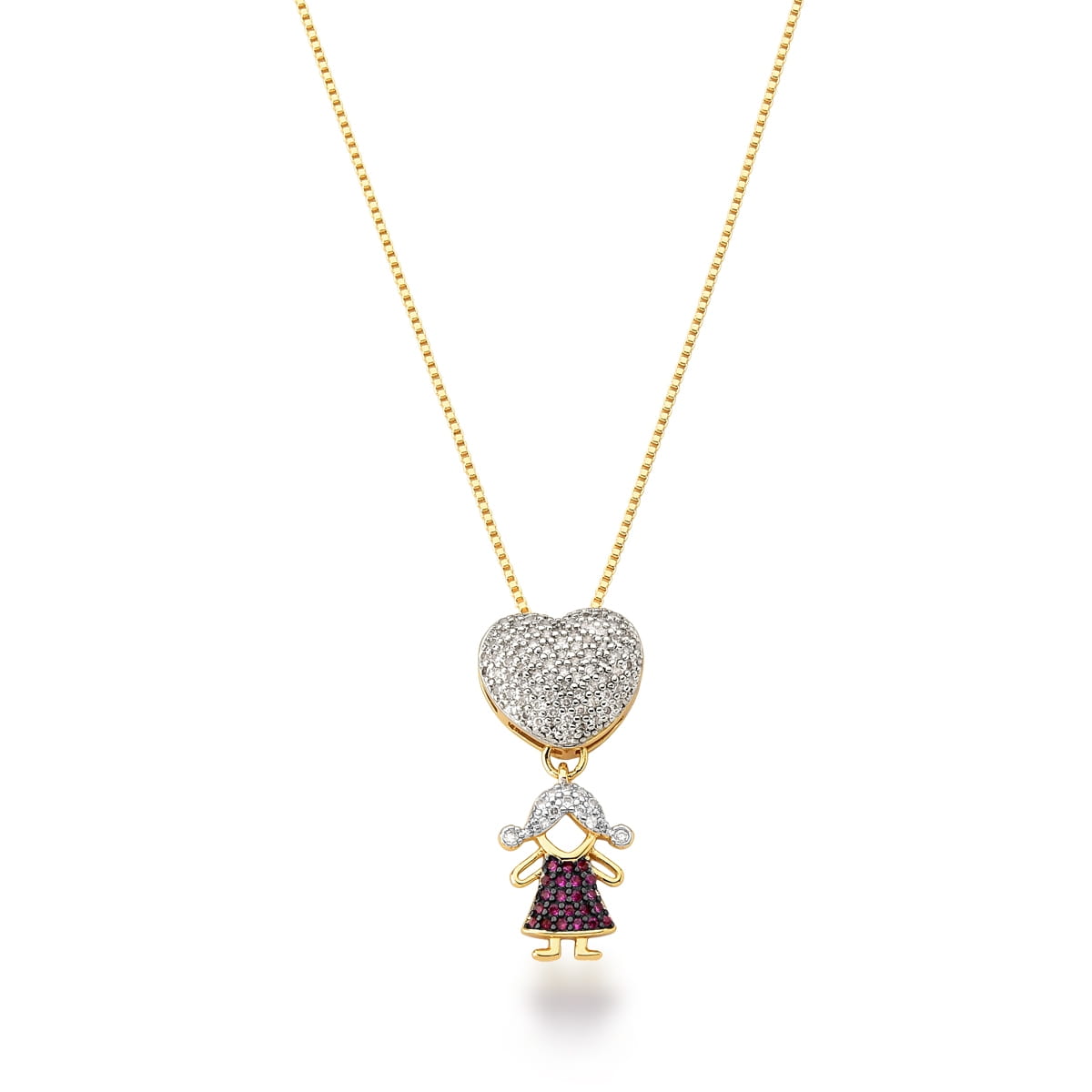 Colar Pingente Coração Menina | Ouro 18k