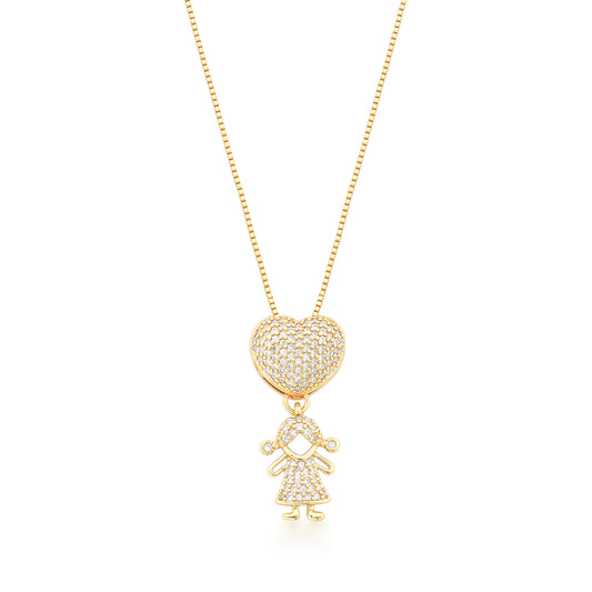 Colar Pingente Coração Menina | Ouro 18k