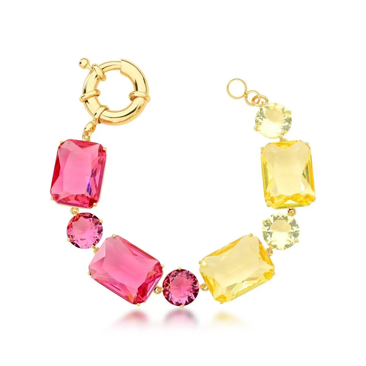 Pulseira Cristais Retangulares Incolor | Ouro 18k