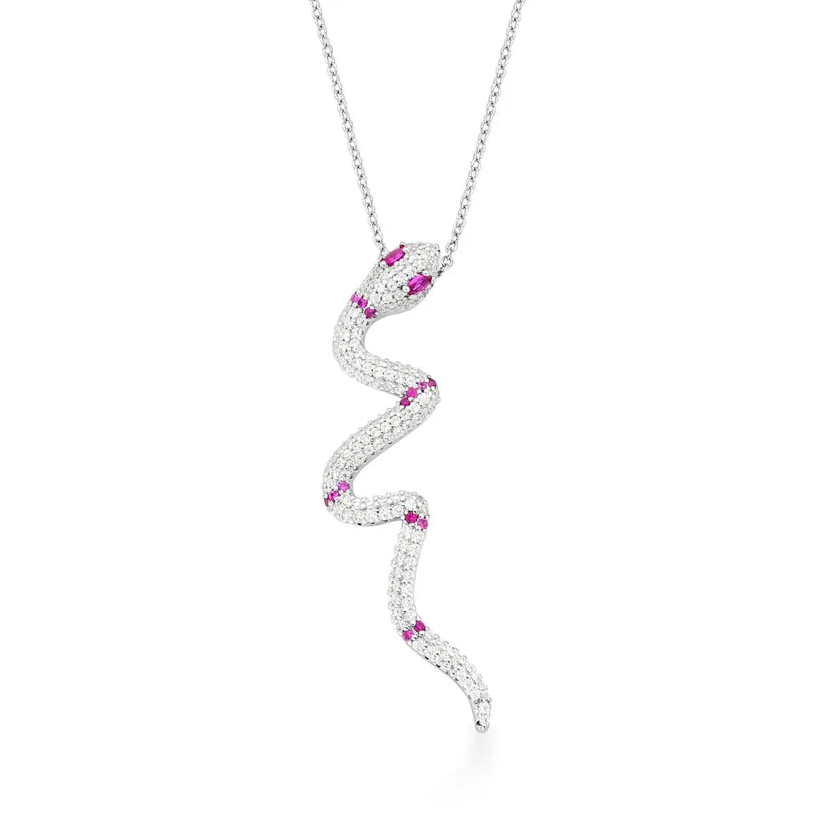Colar Pingente Cobra Zircônia Marsala | Ródio