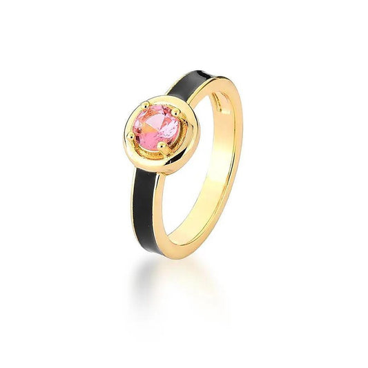 Anel Pink Esmaltado Preto