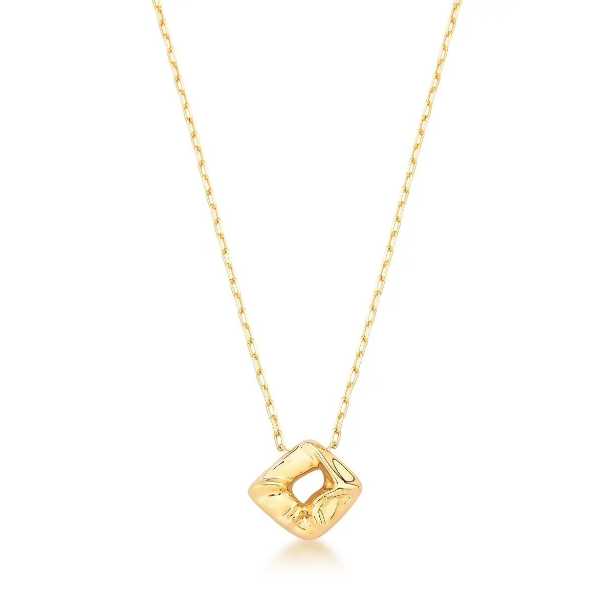 Colar Pingente Triangular Vazado Facetado | Ouro 18k