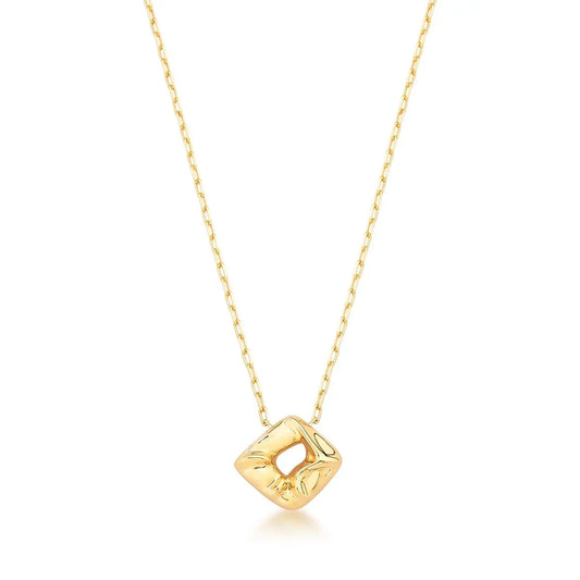 Colar Pingente Triangular Vazado Facetado | Ouro 18k