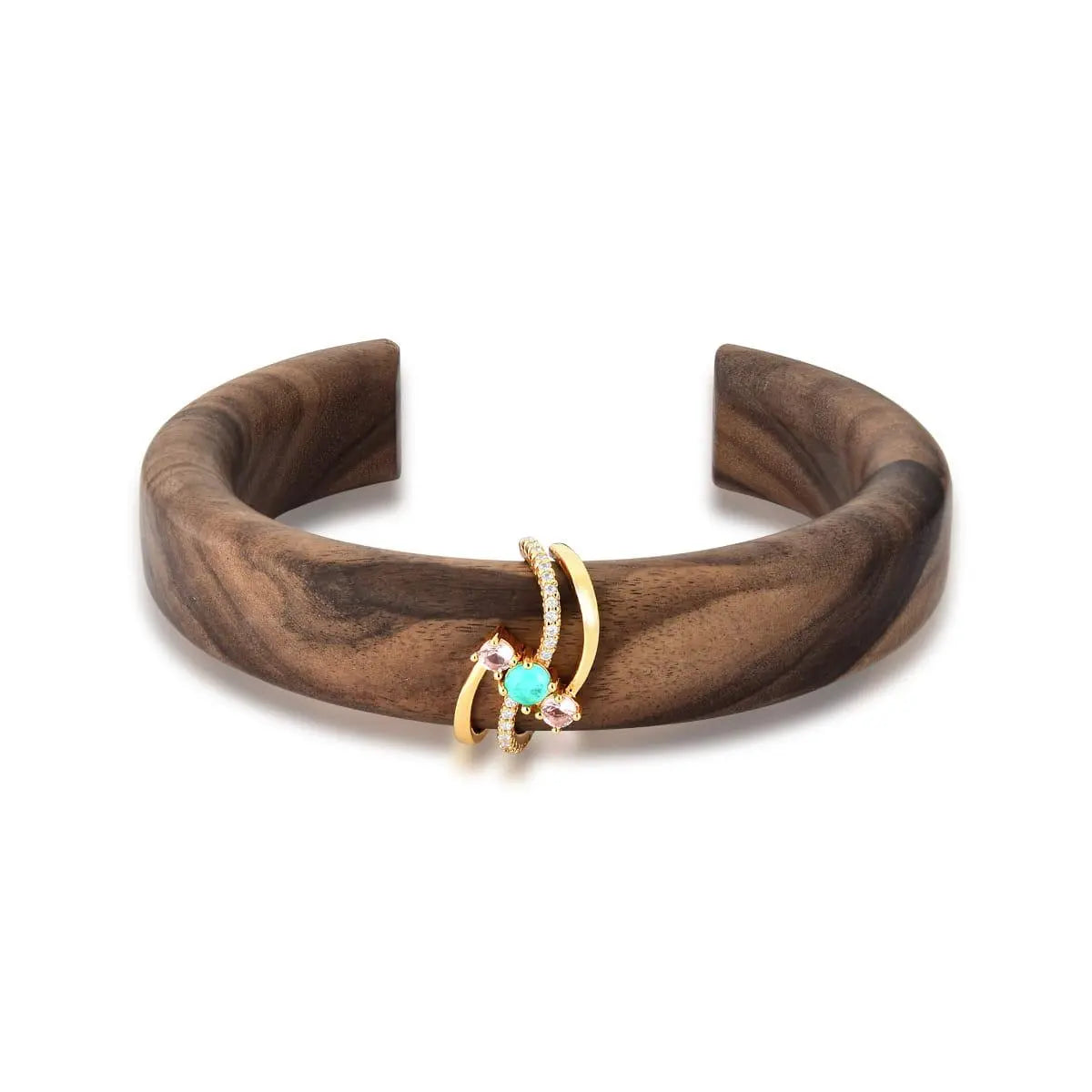 Bracelete Madeira Jacarandá Turmalina | Ouro 18k