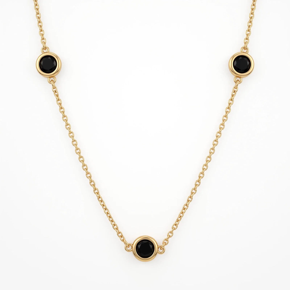 Colar Elegance com Pedras Pretas | Banho de Ouro 18k