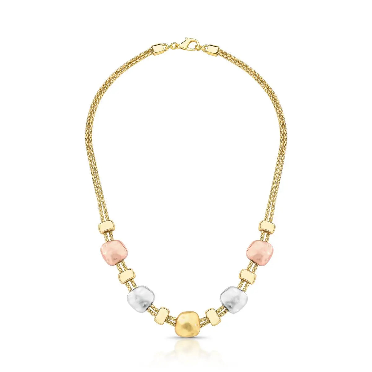 Choker Duas Voltas Cristais Degradê Rosa | Ouro 18k