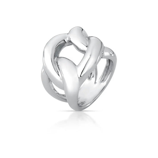 ANEL DE ELOS TRANÇADO VAZADO BANHADO A OURO 18k