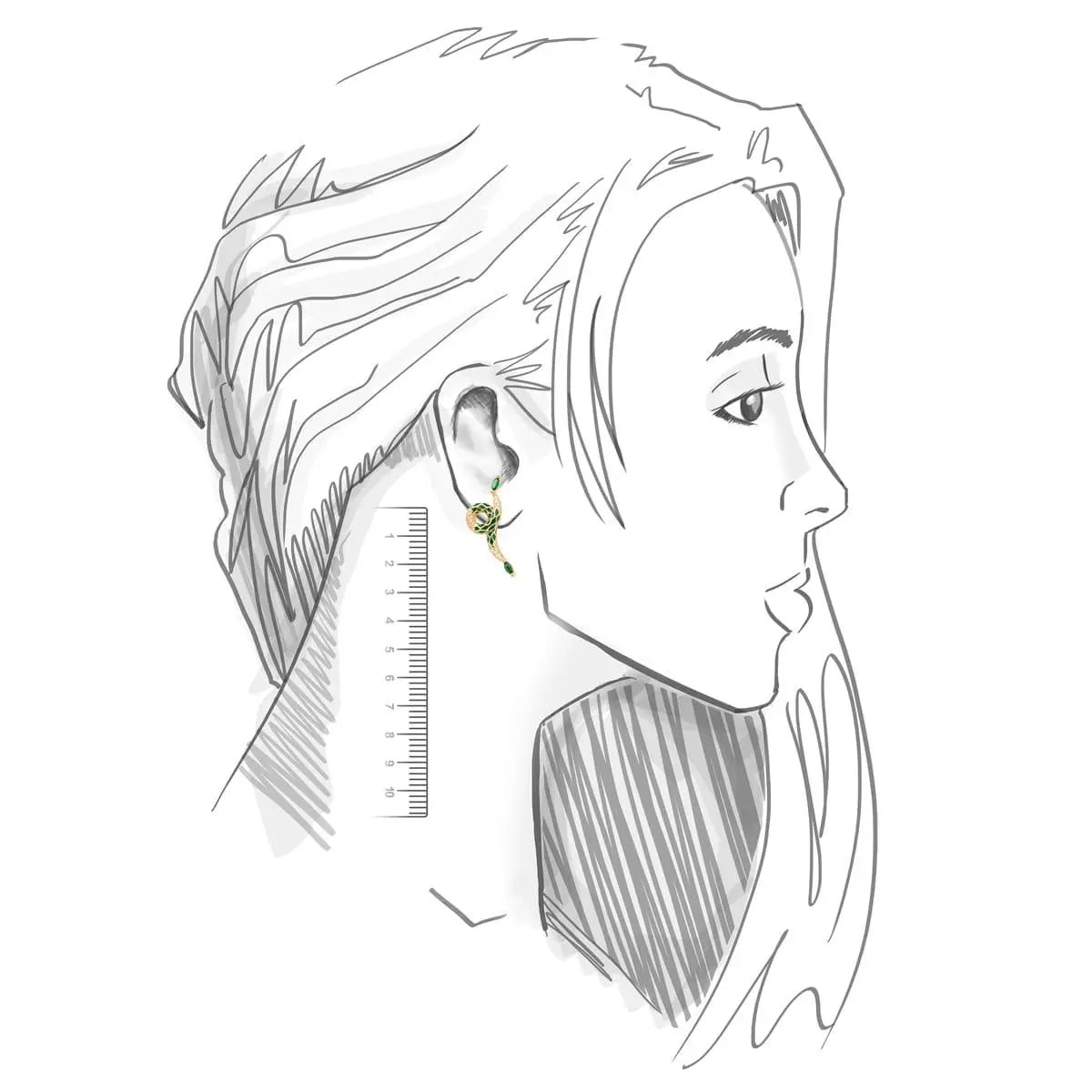 Brinco Ear Cuff Cobra Curva Zircônia | Ouro 18k