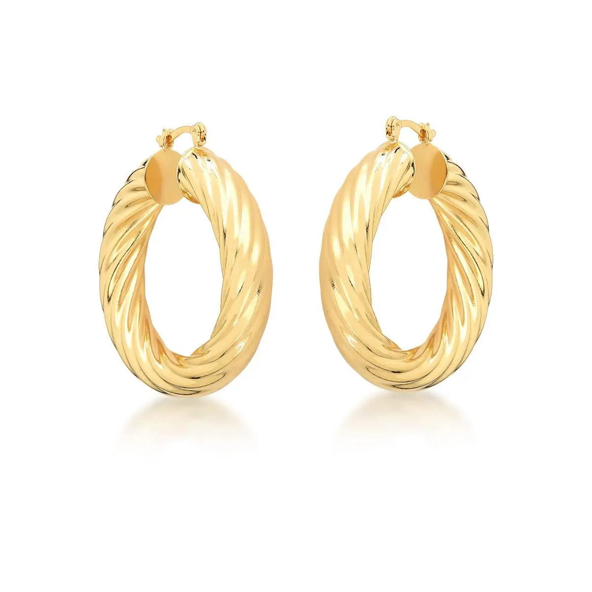 Brinco Argola Trançada Lisa | Ouro 18k