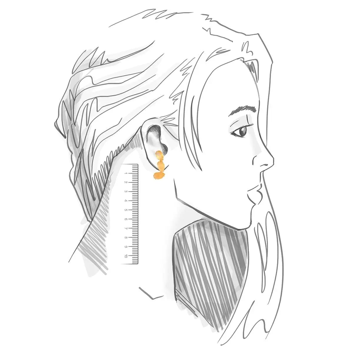 Brinco Ear Cuff Três Cristais Heptágonos Rutilo | Ouro 18k