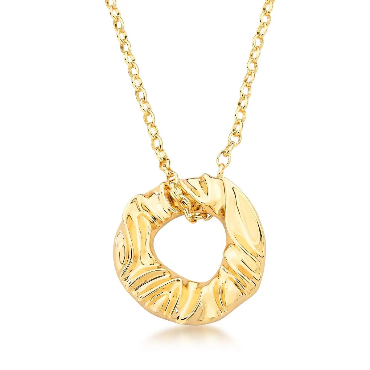 Colar Pingente Redondo Facetado | Ouro 18k