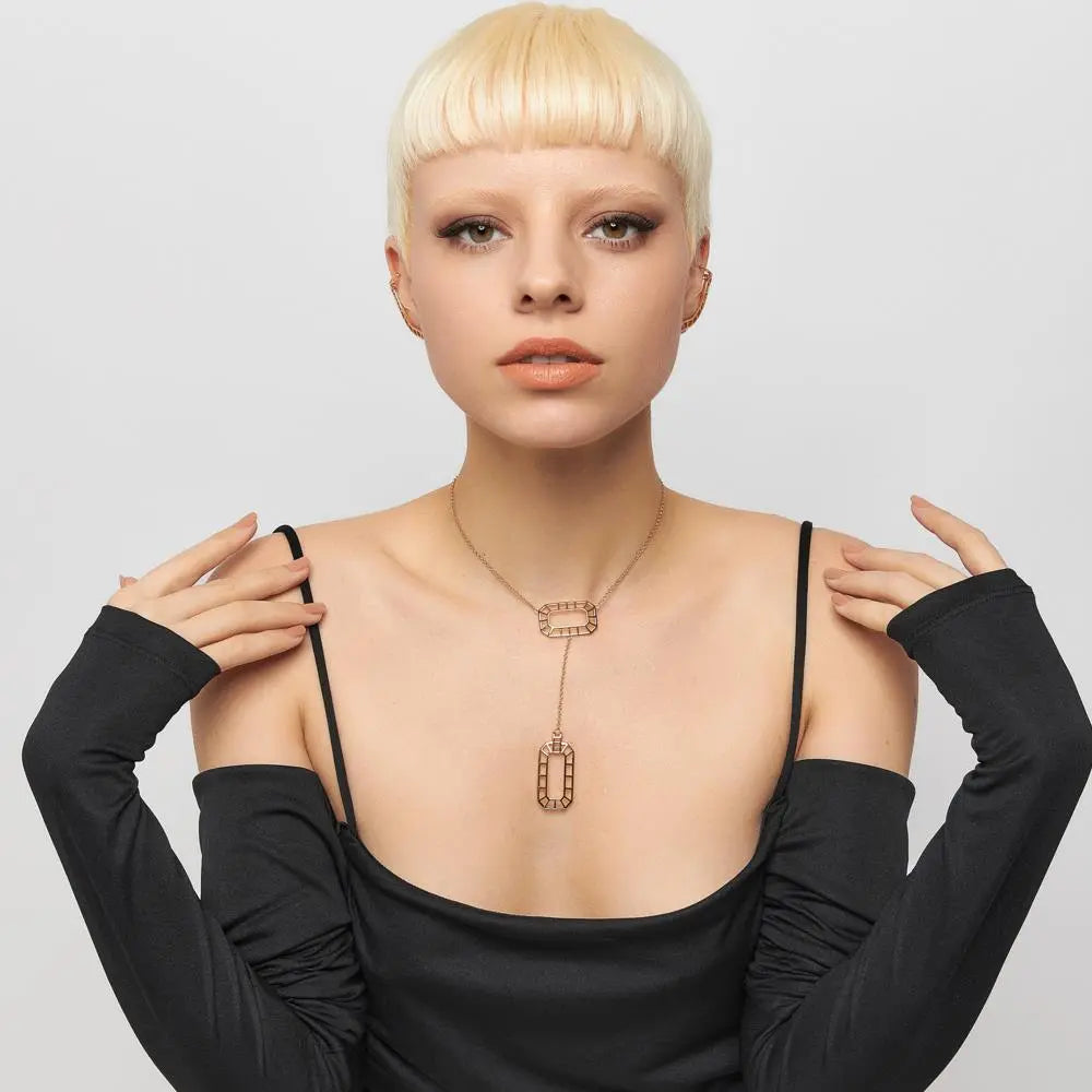 Choker Pingentes Retangulares Trabalhados | Ouro 18k