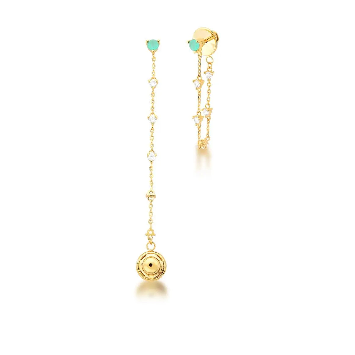 Brinco Ear Jacket Cristal Fusion Turmalina | Ouro 18k