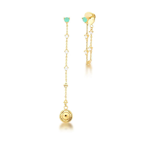 Brinco Ear Jacket Cristal Fusion Turmalina | Ouro 18k