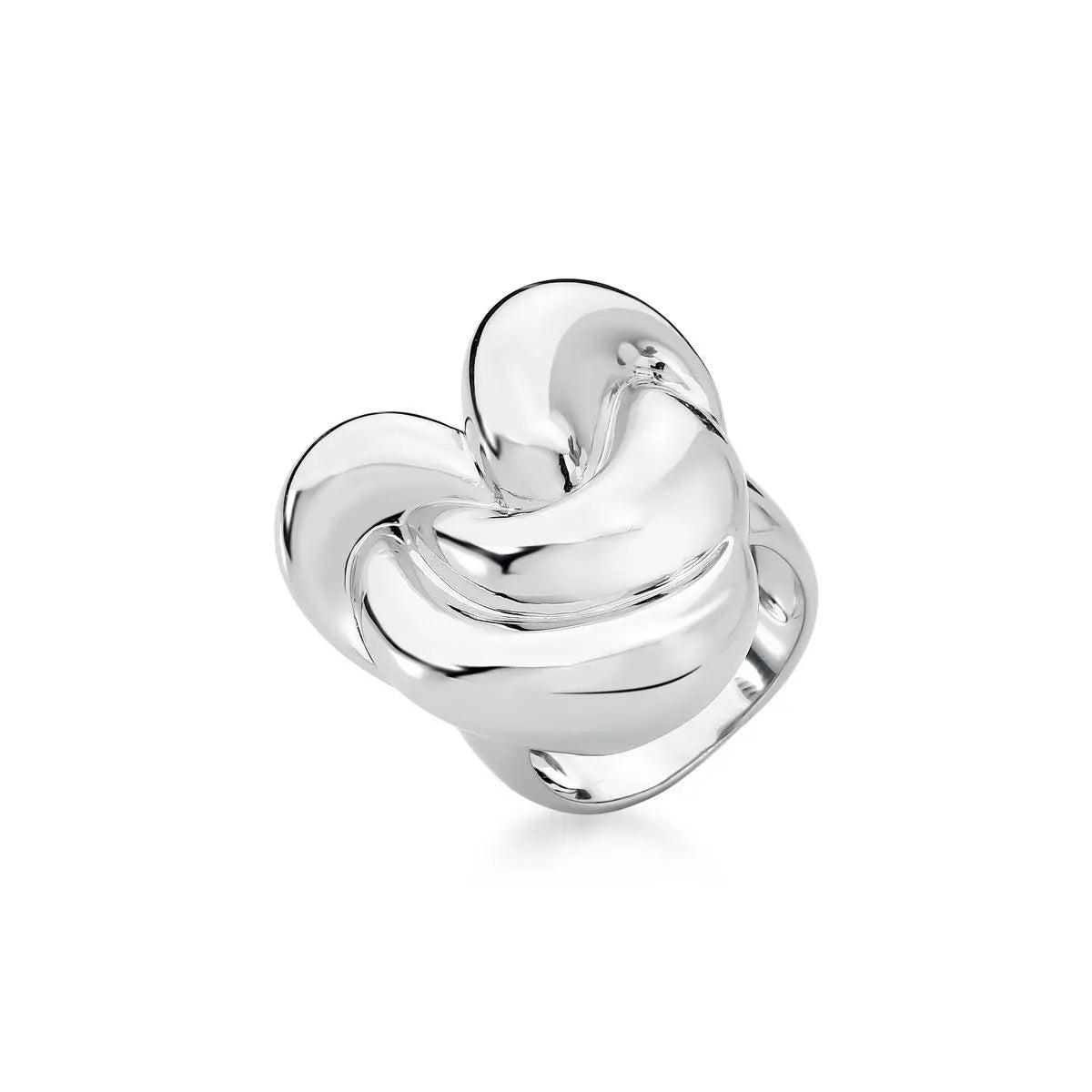 ANEL ANEL DE CORAÇÃO EM NÓ LISO BANHADO A A RODIO