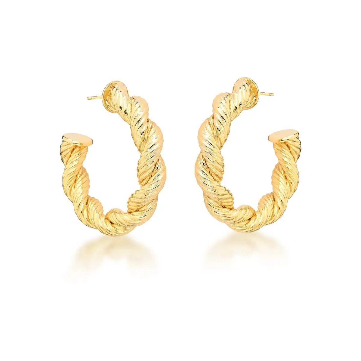 Brinco Meia Argola Lisa Trançada | Ouro 18k