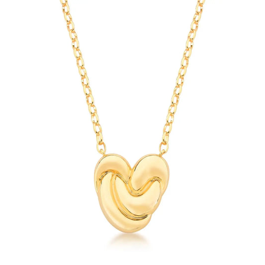 Colar Pingente Coração Nó Liso | Ouro 18k