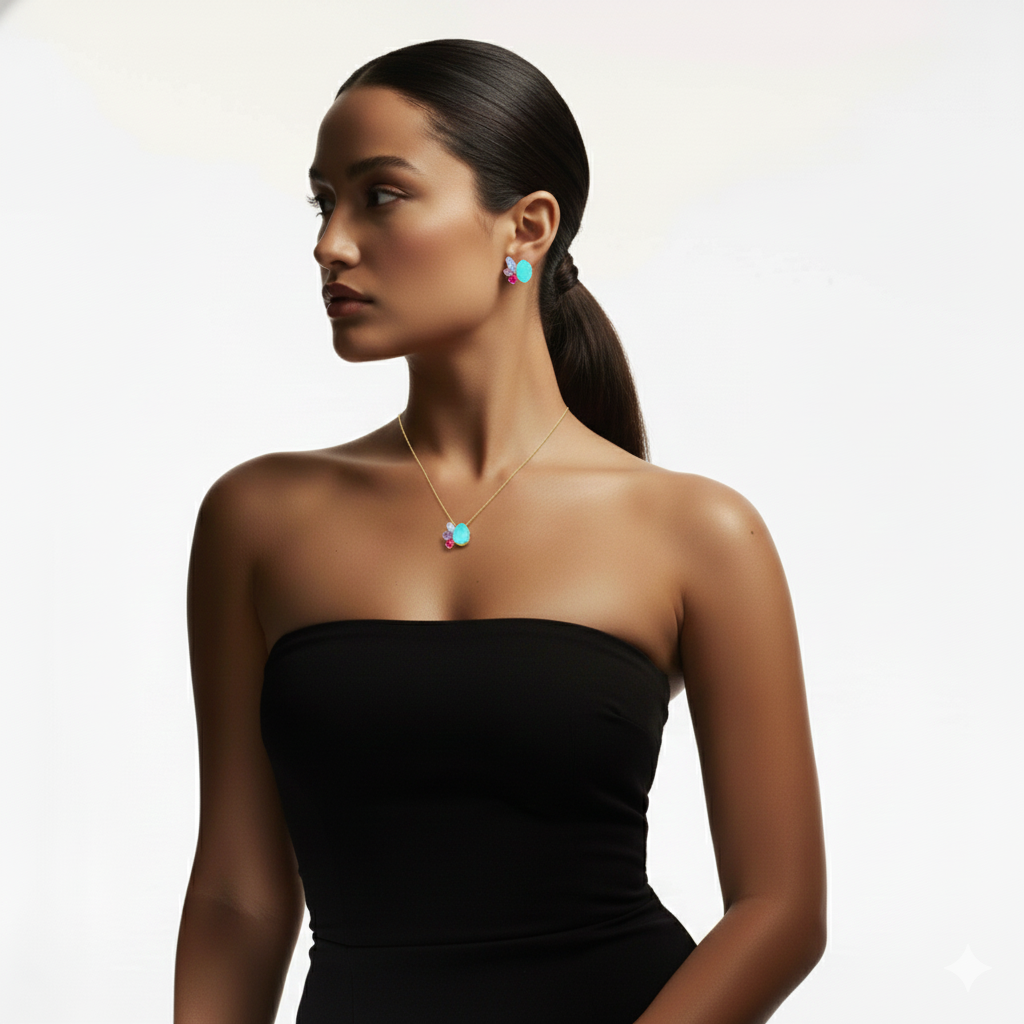 Conjunto Gota Turmalina | Ouro 18k