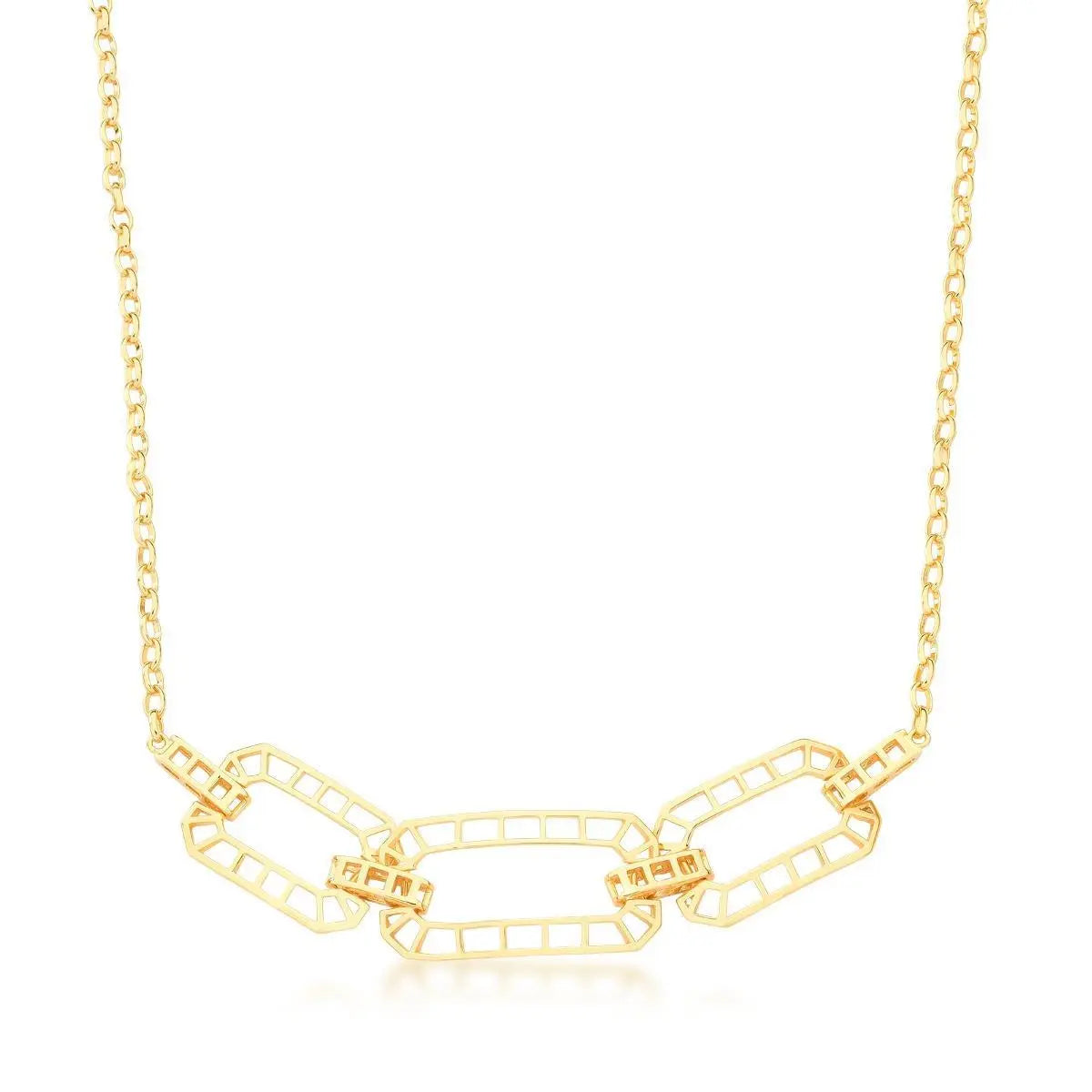 Conjunto Pêndulo Retangular Trabalhado Vazado | Ouro 18k