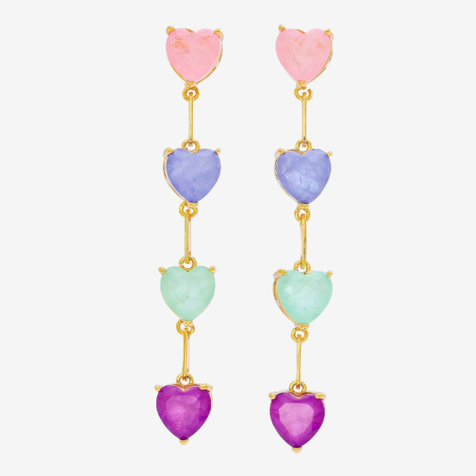 Brinco Coração Colors | Ouro 18k