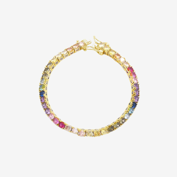 Pulseira Riviera Cravação Colorida | Ouro 18k