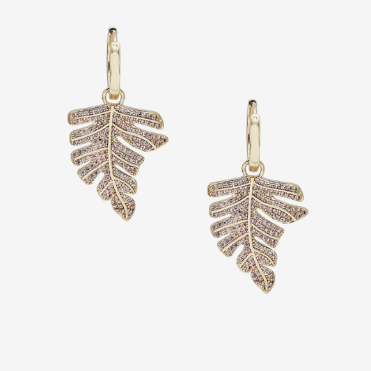 Brinco Folha de Palma | Ouro 18k