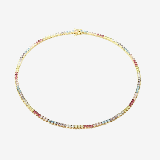 Colar Riviera Color Cristal | Ouro 18k