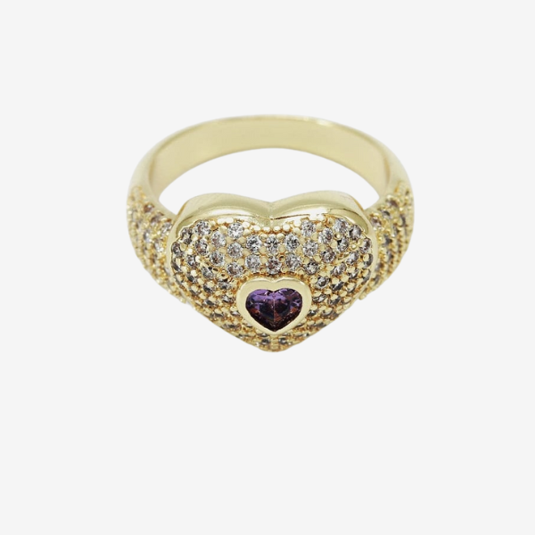 Anel Luxo Coração Dourado | Ouro 18k