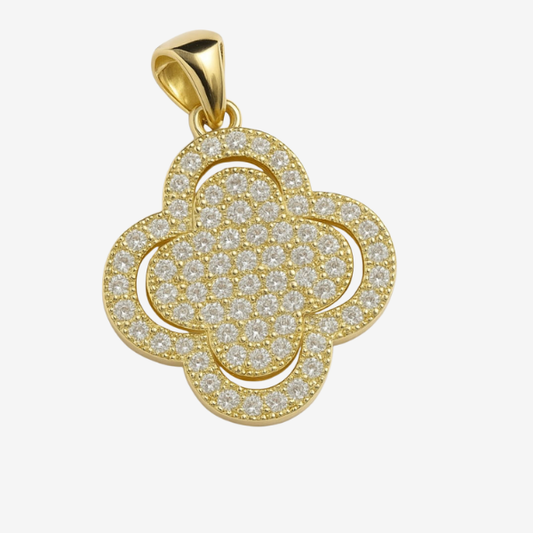 Pingente Trevo Cravejado | Ouro 18k