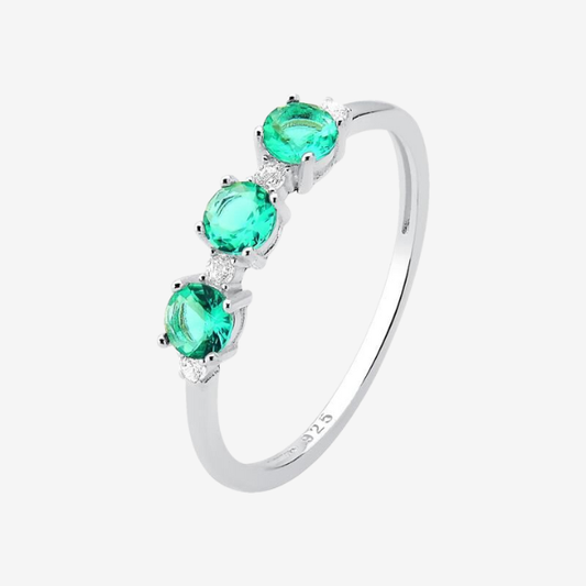Anel Aparador Pedras Redondas Green | Prata 925