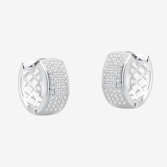 Brinco Click Colmeia Vazada 4 Fileiras | Prata 925