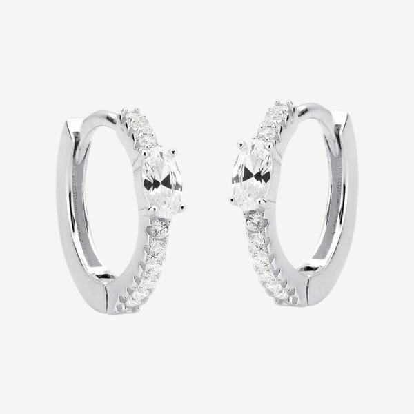 BRINCO CLICK PRATA 925 DUPLO, TAM G, PEDRA OVAL